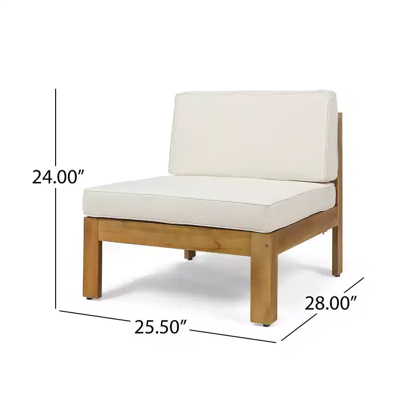 GDFStudio Allaire Akazienholz 3-Sitzer-Ecksofa-Set mit Ottomane