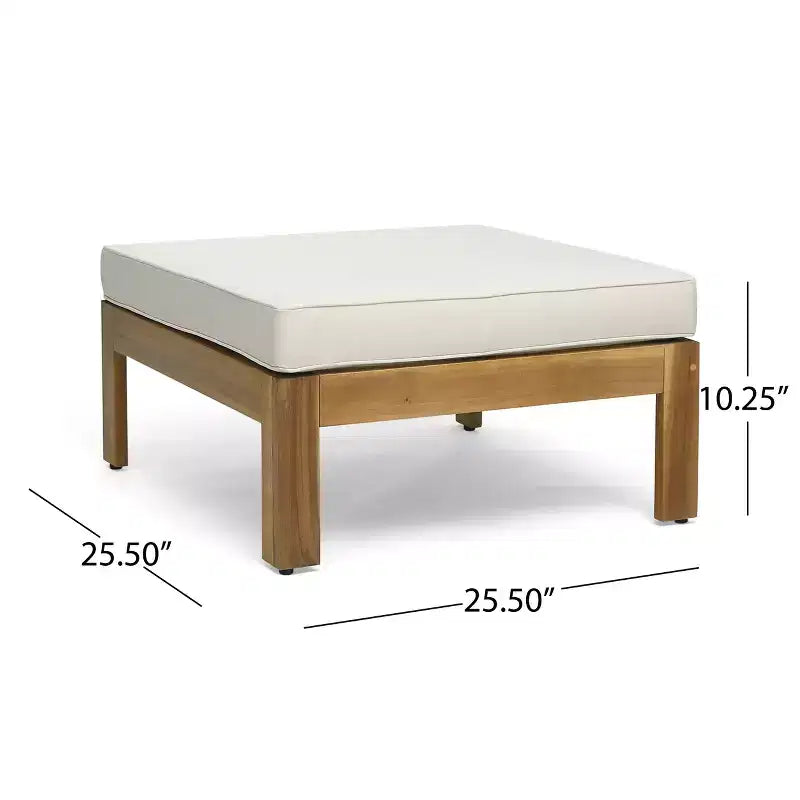 GDFStudio Allaire Akazienholz 3-Sitzer-Ecksofa-Set mit Ottomane