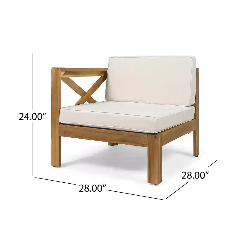 GDFStudio Allaire Akazienholz 3-Sitzer-Ecksofa-Set mit Ottomane