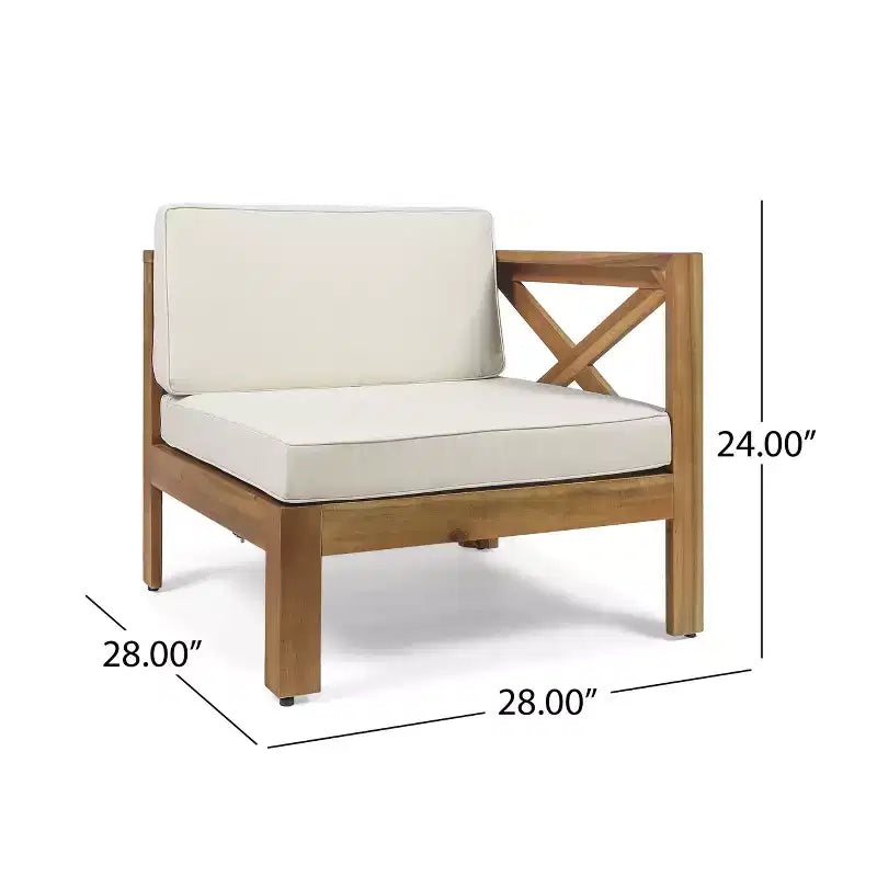 GDFStudio Allaire Akazienholz 3-Sitzer-Ecksofa-Set mit Ottomane