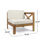 GDFStudio Allaire Akazienholz 3-Sitzer-Ecksofa-Set mit Ottomane