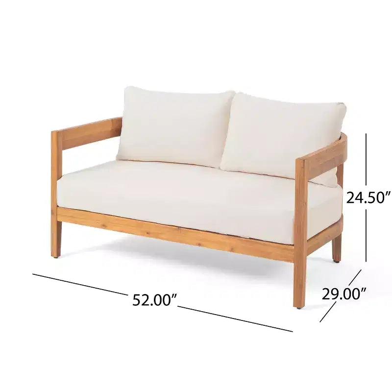 Christopher Knight Home Brooklyn Outdoor 4-teiliges Loungeset aus Akazienholz mit Kissen