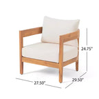 Christopher Knight Home Brooklyn Outdoor 4-teiliges Loungeset aus Akazienholz mit Kissen