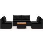Costway 5-teiliges Outdoor-Möbelset mit Sitz- und Rückenkissen Akazienholz-Tischplatte Blau/Schwarz