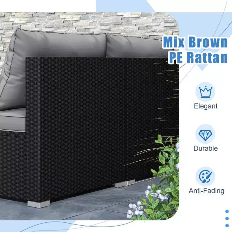 Costway 5-teiliges Outdoor-Möbelset mit Sitz- und Rückenkissen Akazienholz-Tischplatte Blau/Schwarz