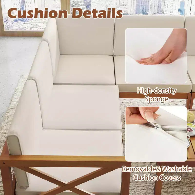 Costway 6-teiliges Terrassenmöbel-Set aus Akazienholz mit Kissen und Couchtisch für den Garten