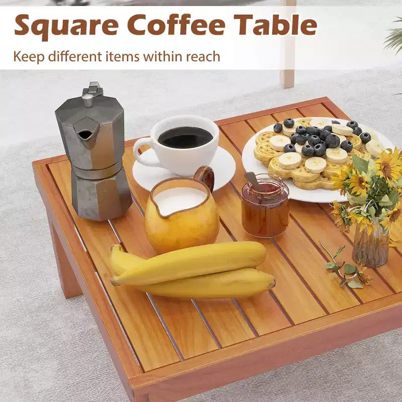 Costway 6-teiliges Terrassenmöbel-Set aus Akazienholz mit Kissen und Couchtisch für den Garten
