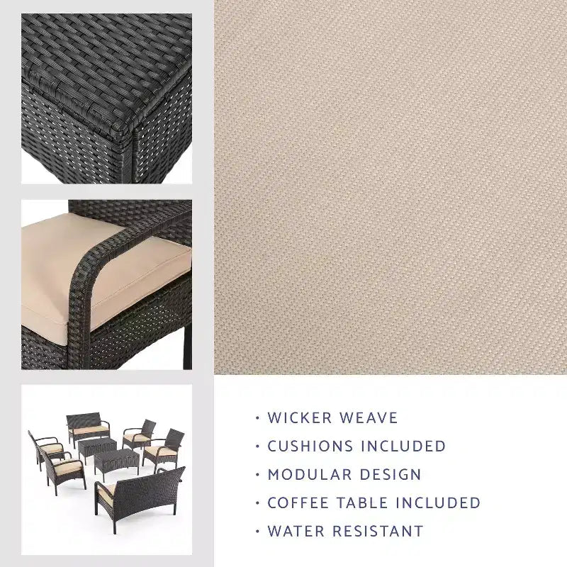 GDFStudio Kilburn Outdoor-Sitzgruppe aus Polyrattan und Eisen, 8-Sitzer, mit Kissen