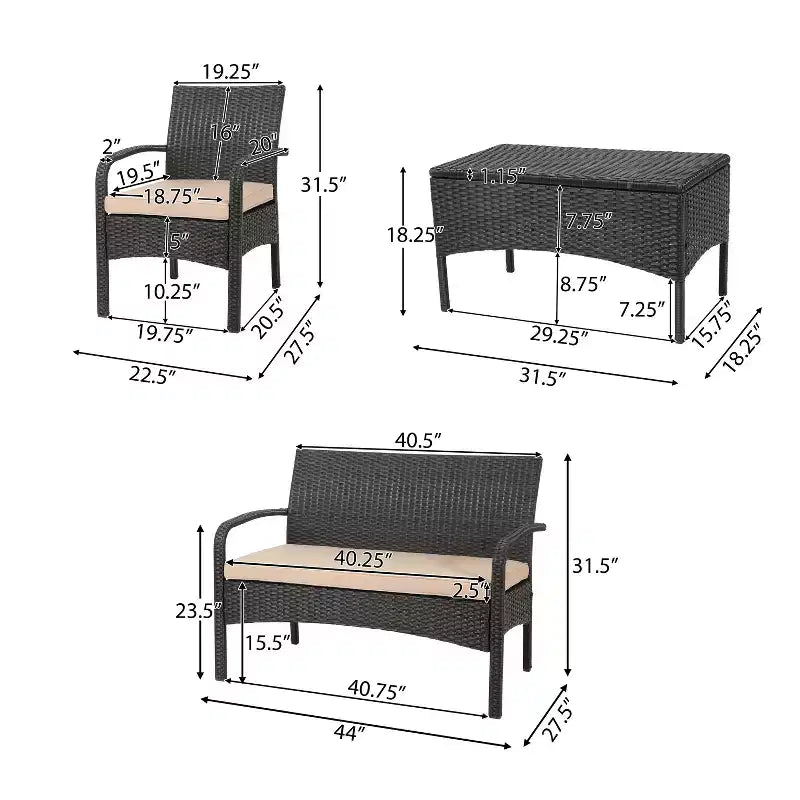 GDFStudio Kilburn Outdoor-Sitzgruppe aus Polyrattan und Eisen, 8-Sitzer, mit Kissen