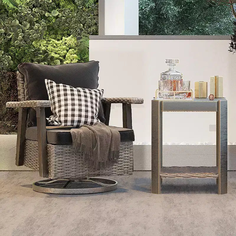 UPTIOT Schaukelstuhl für den Außenbereich aus Polyethylen (PE) Rattan mit Kissen