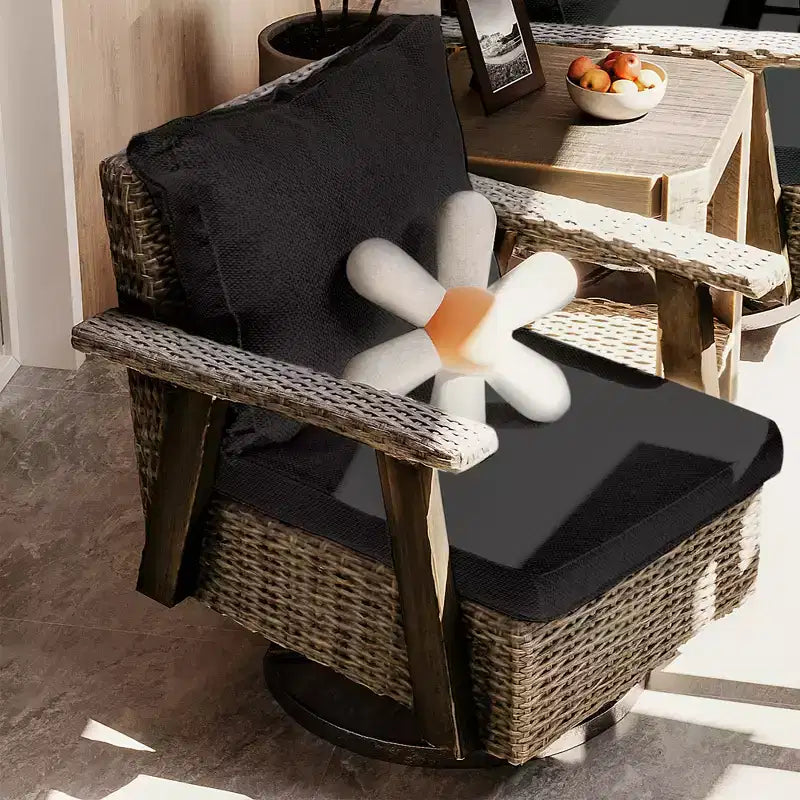 UPTIOT Schaukelstuhl für den Außenbereich aus Polyethylen (PE) Rattan mit Kissen
