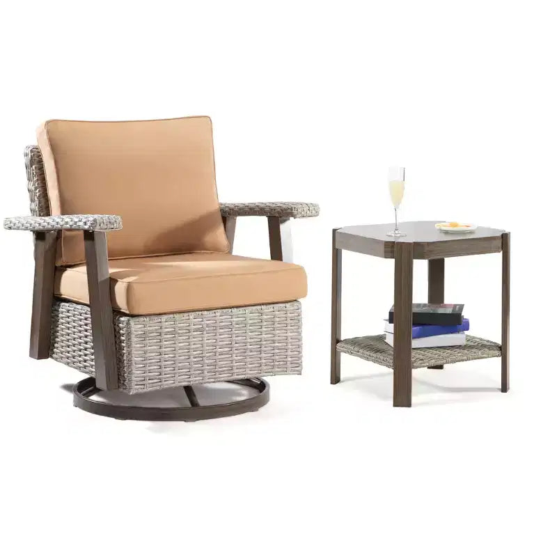 UPTIOT Schaukelstuhl für den Außenbereich aus Polyethylen (PE) Rattan mit Kissen