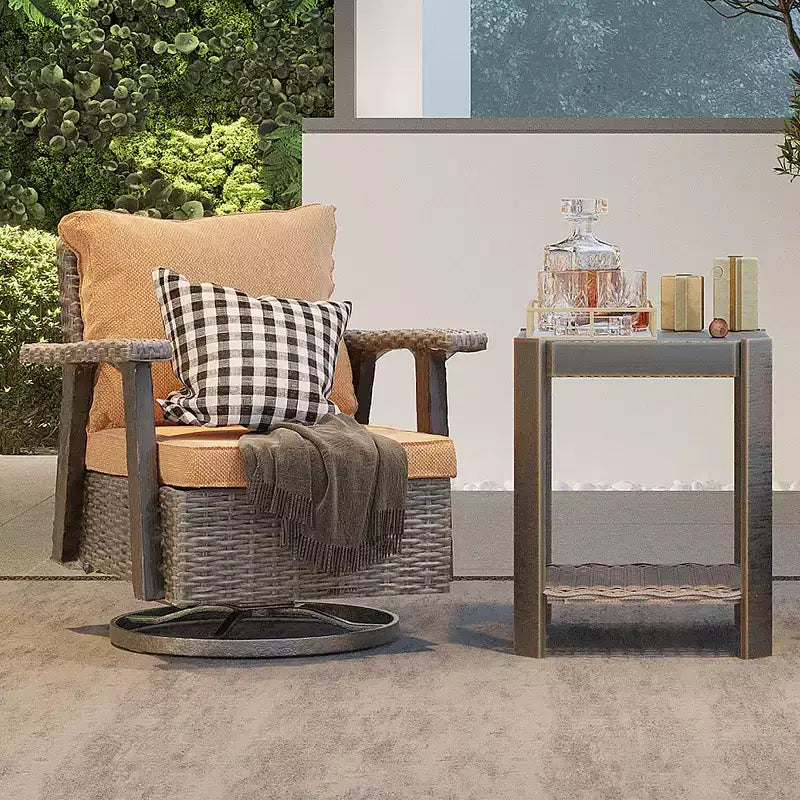 UPTIOT Schaukelstuhl für den Außenbereich aus Polyethylen (PE) Rattan mit Kissen