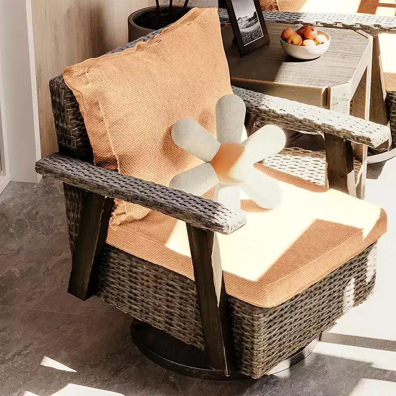 UPTIOT Schaukelstuhl für den Außenbereich aus Polyethylen (PE) Rattan mit Kissen
