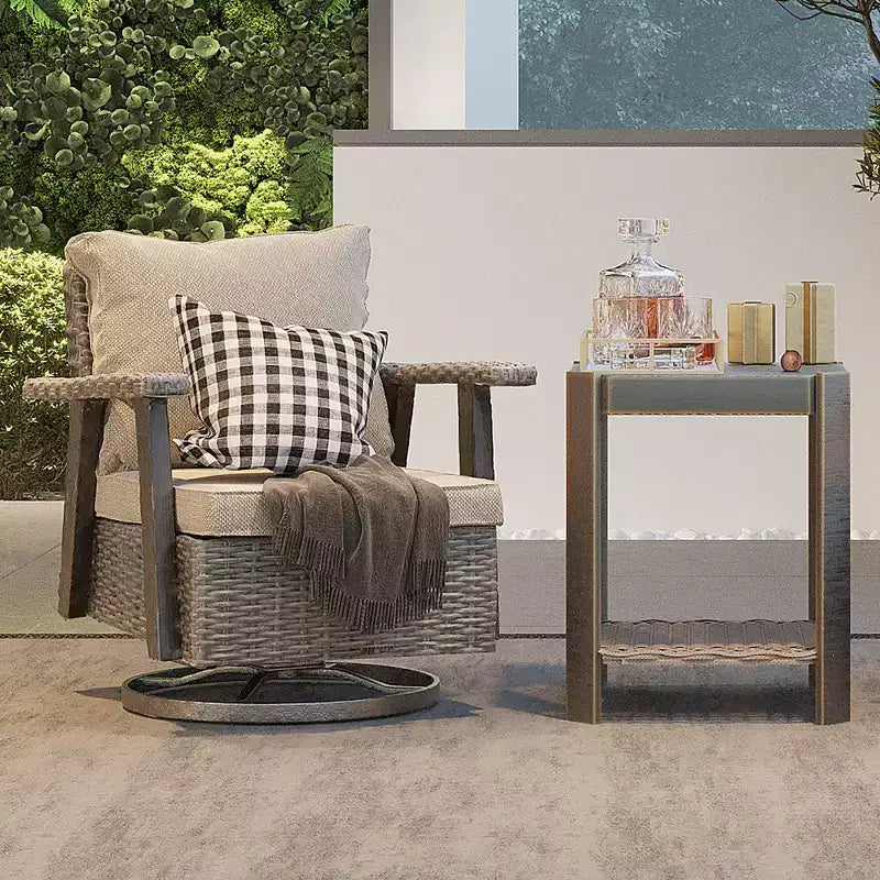 UPTIOT Schaukelstuhl für den Außenbereich aus Polyethylen (PE) Rattan mit Kissen