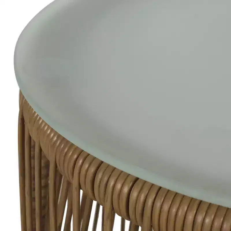 GDFStudio Fromberg Outdoor 3-teiliges Gesprächsset aus Korbgeflecht mit Kissen, Hellbraun/Beige