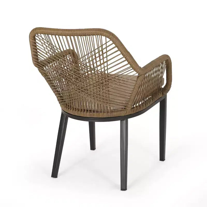 GDFStudio Fromberg Outdoor 3-teiliges Gesprächsset aus Korbgeflecht mit Kissen, Hellbraun/Beige