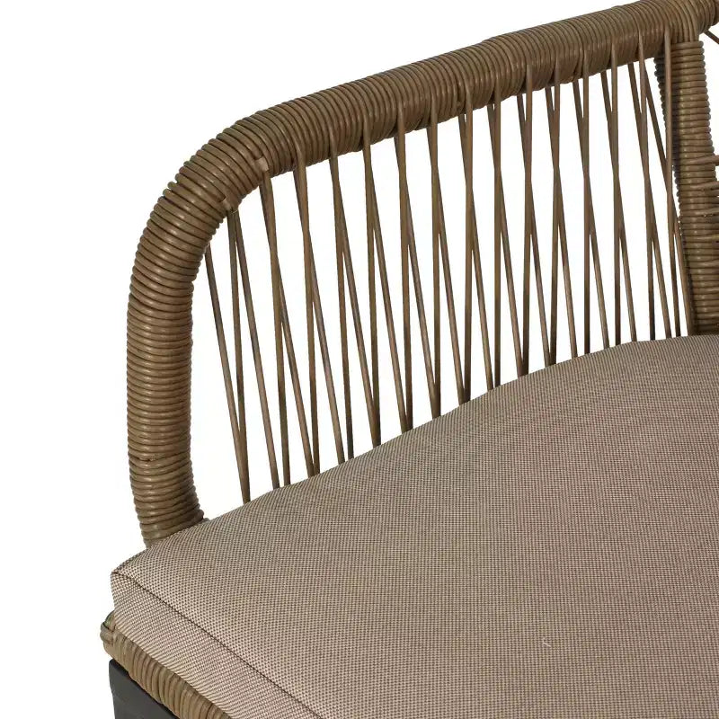 GDFStudio Fromberg Outdoor 3-teiliges Gesprächsset aus Korbgeflecht mit Kissen, Hellbraun/Beige