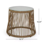GDFStudio Fromberg Outdoor 3-teiliges Gesprächsset aus Korbgeflecht mit Kissen, Hellbraun/Beige