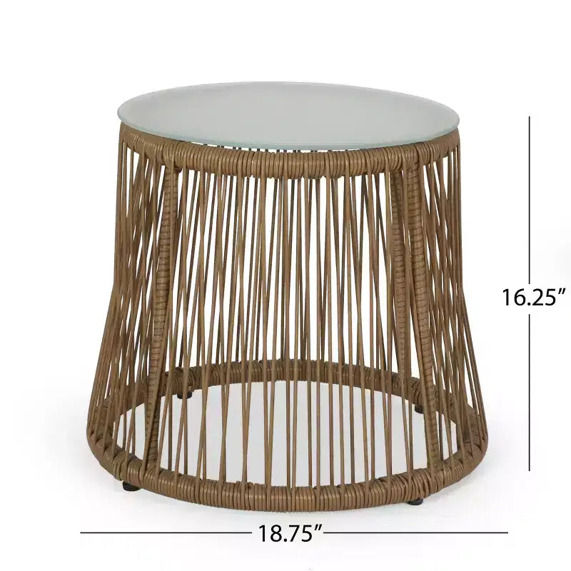 GDFStudio Fromberg Outdoor 3-teiliges Gesprächsset aus Korbgeflecht mit Kissen, Hellbraun/Beige