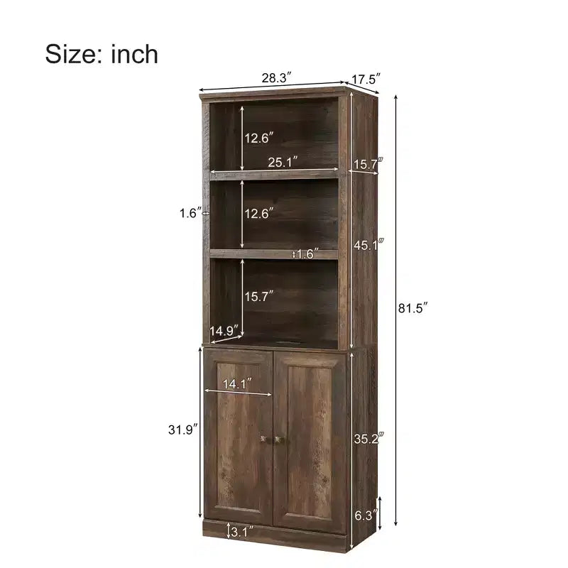 Queen-Size-Schrankbett mit Seitenfach, platzsparendes Bett ideal für Gästezimmer, Schlafzimmer, Home Office, Rustikales Weiß/Braun - ModernLuxe
