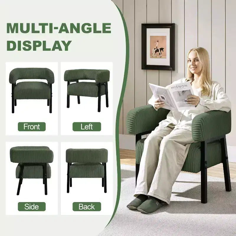Yaheetech Polster-Clubsessel mit Massivholzbeinen, Taschenfederkern-Sitz für Wohnzimmer, Schlafzimmer, Leseecke