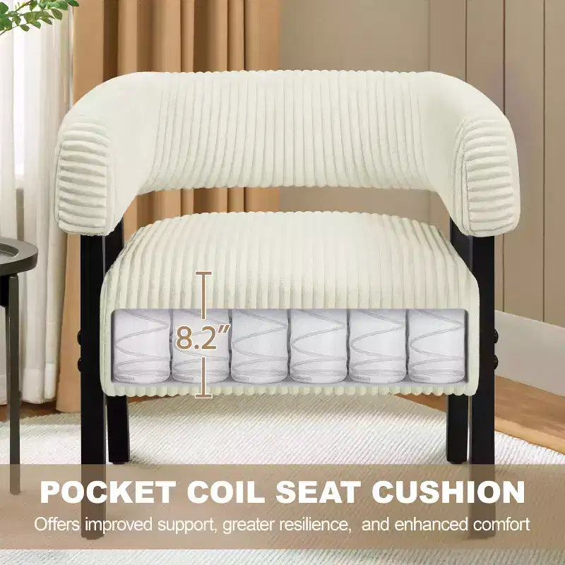 Yaheetech Polster-Clubsessel mit Massivholzbeinen, Taschenfederkern-Sitz für Wohnzimmer, Schlafzimmer, Leseecke