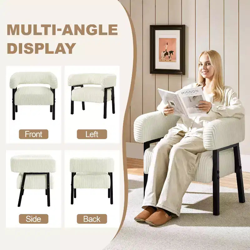 Yaheetech Polster-Clubsessel mit Massivholzbeinen, Taschenfederkern-Sitz für Wohnzimmer, Schlafzimmer, Leseecke