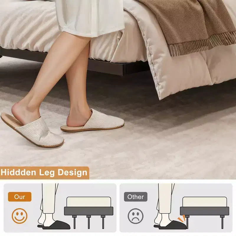 Hausource Schwebebettgestell mit LED-Ablagekopfteil, Ladestation, kein Boxspringbett nötig