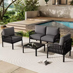 Christopher Knight Home Leah 4-Sitzer Outdoor-Sitzgruppen aus Kunststoff und Glas mit Kissen