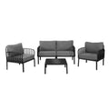 Christopher Knight Home Leah 4 Seater Outdoor Plastic and Glass Conversation Sets with Cushions