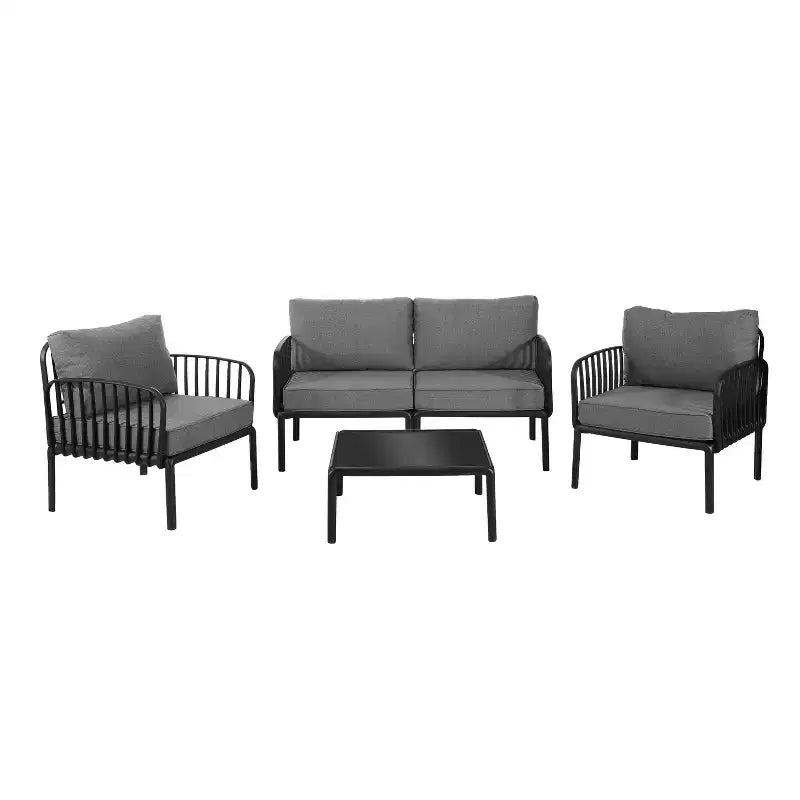 Christopher Knight Home Leah 4 Seater Outdoor Plastic and Glass Conversation Sets with Cushions