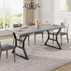 WhizMax Dining Table for 6-8 People, 70.9 Rectangular Wooden Kitchen Table with Metal Legs, Dining Room Table for Dining Room, Kitchen, Brown