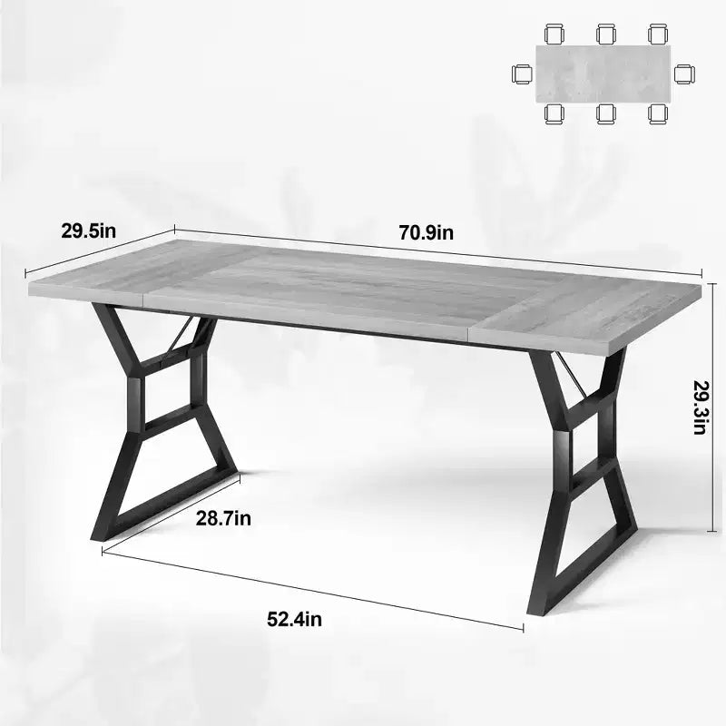 WhizMax Esstisch für 6-8 Personen, 180 cm rechteckiger Holzküchentisch mit Metallbeinen, Esszimmertisch für Esszimmer, Küche, Braun