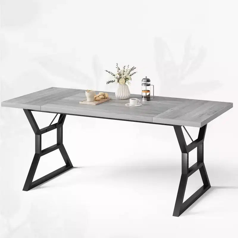 WhizMax Esstisch für 6-8 Personen, 180 cm rechteckiger Holzküchentisch mit Metallbeinen, Esszimmertisch für Esszimmer, Küche, Braun