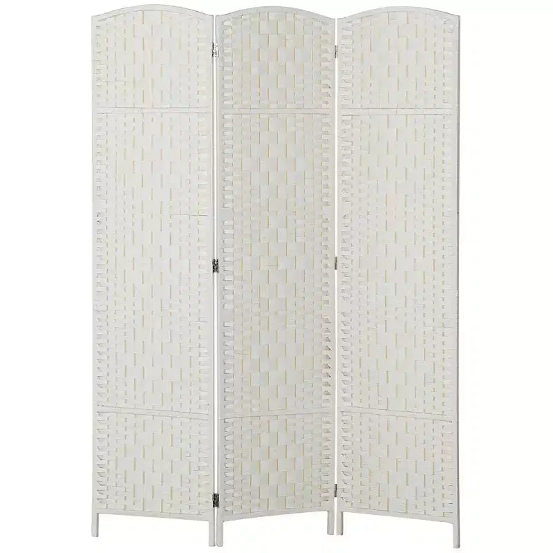 HOMCOM Raumteiler, klappbarer Sichtschutz, 183 cm hohe tragbare Trennwand aus Korbgeflecht für Schlafzimmer, Home Office, Weiß