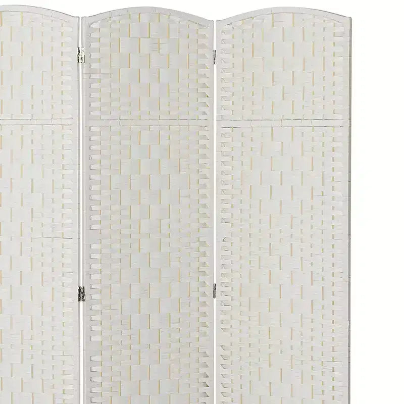 HOMCOM Raumteiler, klappbarer Sichtschutz, 183 cm hohe tragbare Trennwand aus Korbgeflecht für Schlafzimmer, Home Office, Weiß