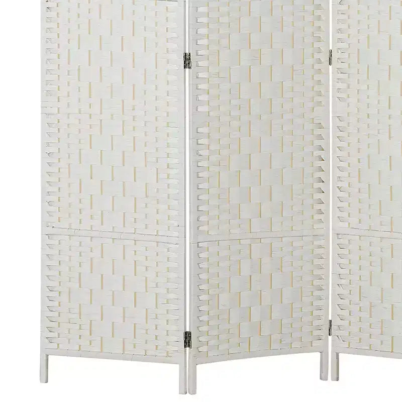 HOMCOM Raumteiler, klappbarer Sichtschutz, 183 cm hohe tragbare Trennwand aus Korbgeflecht für Schlafzimmer, Home Office, Weiß