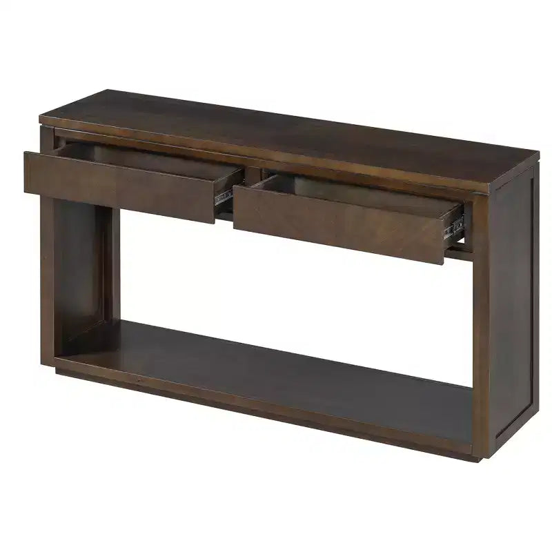 Rustikaler Konsolentisch aus Holz mit Schubladen und offener Ablage, eleganter Beistelltisch für Flur und Wohnzimmer - ModernLuxe