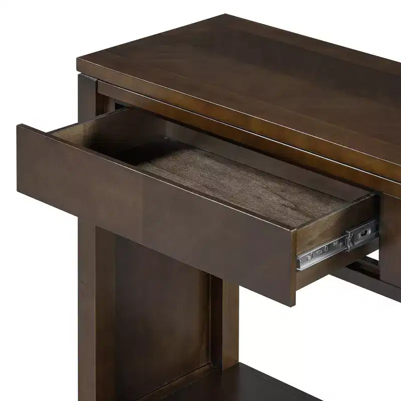 Rustikaler Konsolentisch aus Holz mit Schubladen und offener Ablage, eleganter Beistelltisch für Flur und Wohnzimmer - ModernLuxe