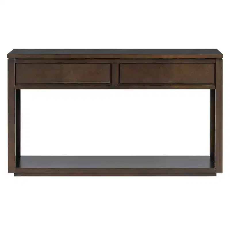Rustikaler Konsolentisch aus Holz mit Schubladen und offener Ablage, eleganter Beistelltisch für Flur und Wohnzimmer - ModernLuxe