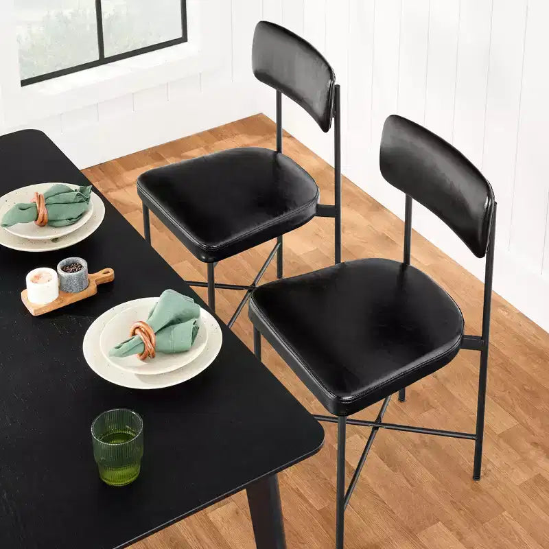 Best Choice Products Esszimmerstuhl-Set aus Kunstleder, 2 Stück, Standardhöhe mit Metallrahmen