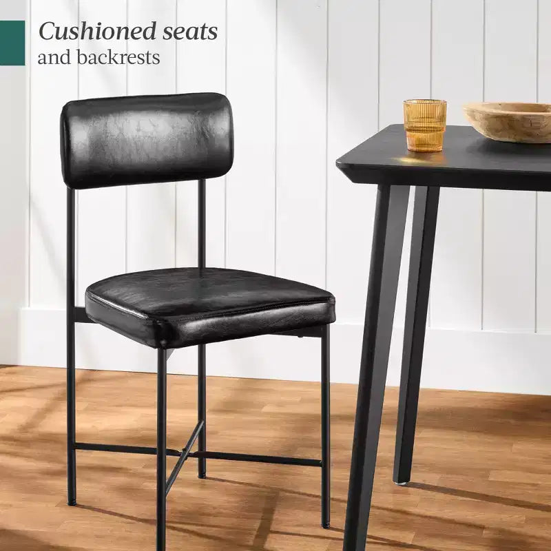 Best Choice Products Esszimmerstuhl-Set aus Kunstleder, 2 Stück, Standardhöhe mit Metallrahmen