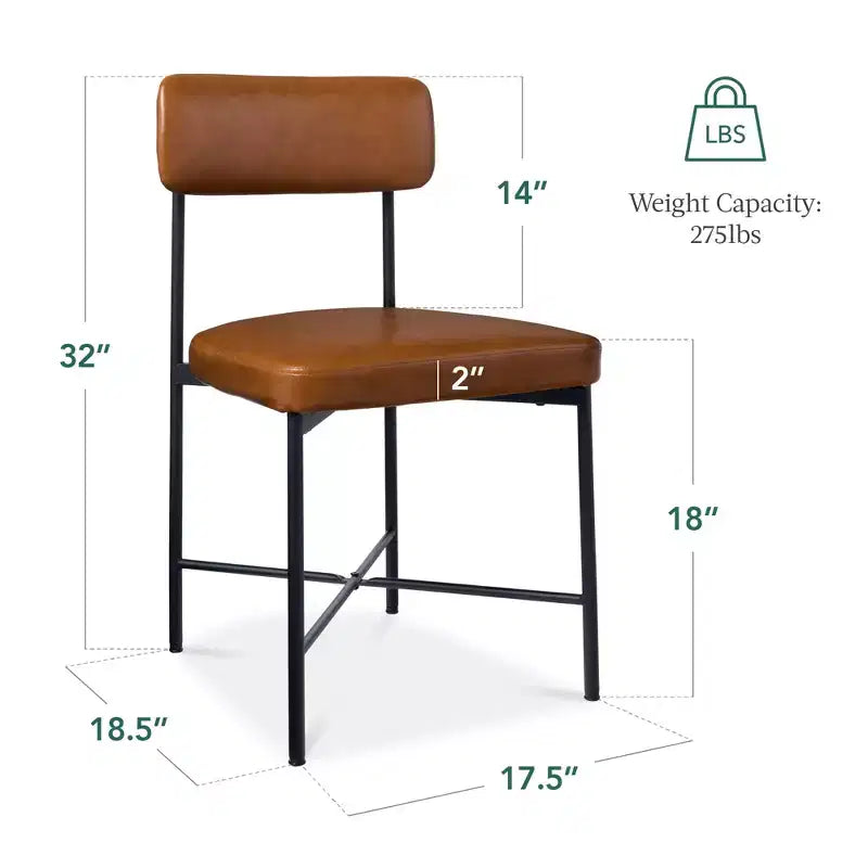 Best Choice Products Esszimmerstuhl-Set aus Kunstleder, 2 Stück, Standardhöhe mit Metallrahmen
