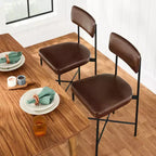 Best Choice Products Esszimmerstuhl-Set aus Kunstleder, 2 Stück, Standardhöhe mit Metallrahmen