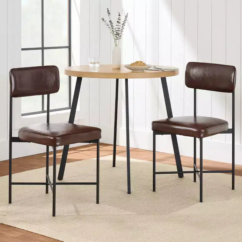 Best Choice Products Esszimmerstuhl-Set aus Kunstleder, 2 Stück, Standardhöhe mit Metallrahmen