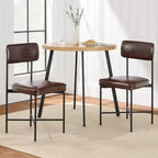 Best Choice Products Esszimmerstuhl-Set aus Kunstleder, 2 Stück, Standardhöhe mit Metallrahmen