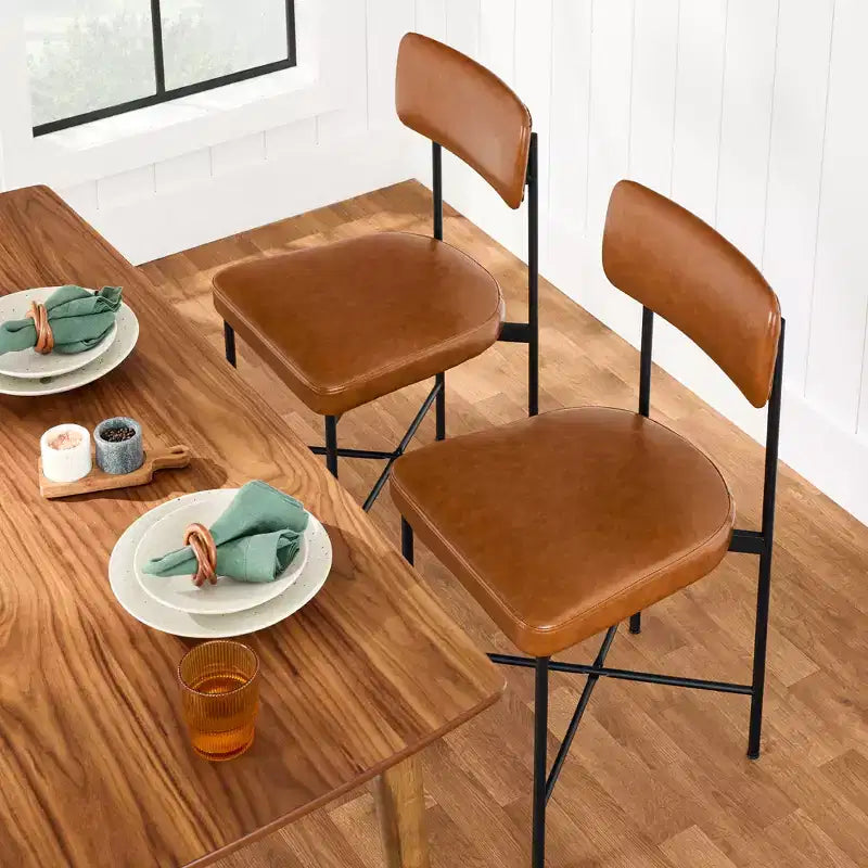 Best Choice Products Esszimmerstuhl-Set aus Kunstleder, 2 Stück, Standardhöhe mit Metallrahmen
