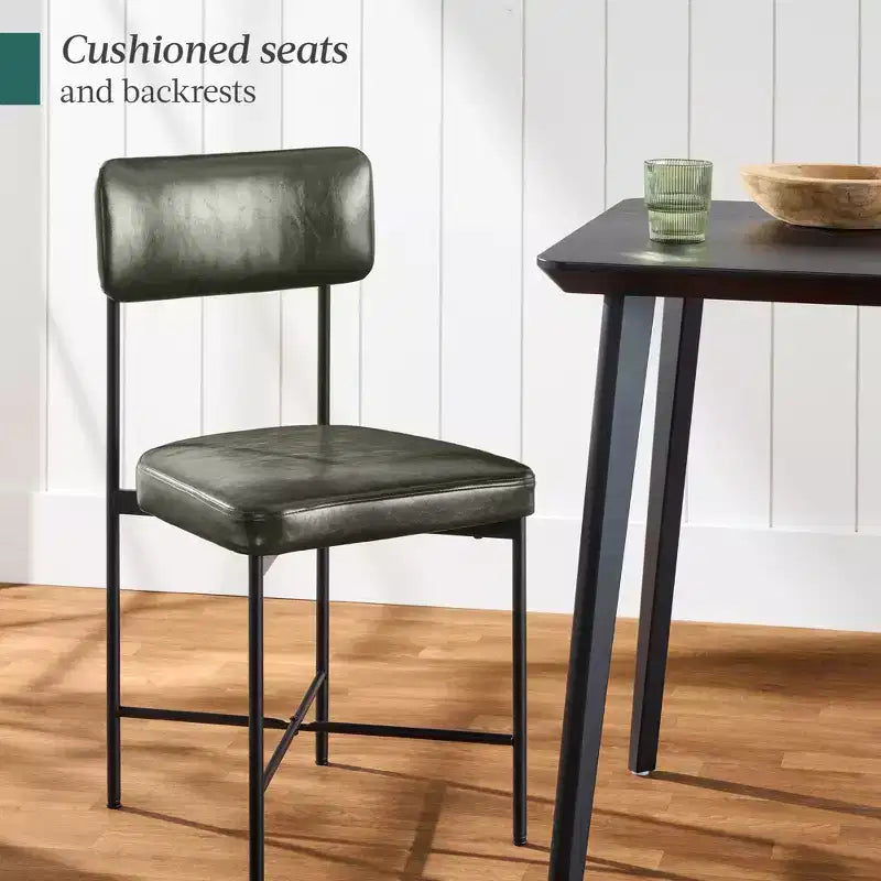 Best Choice Products Esszimmerstuhl-Set aus Kunstleder, 2 Stück, Standardhöhe mit Metallrahmen