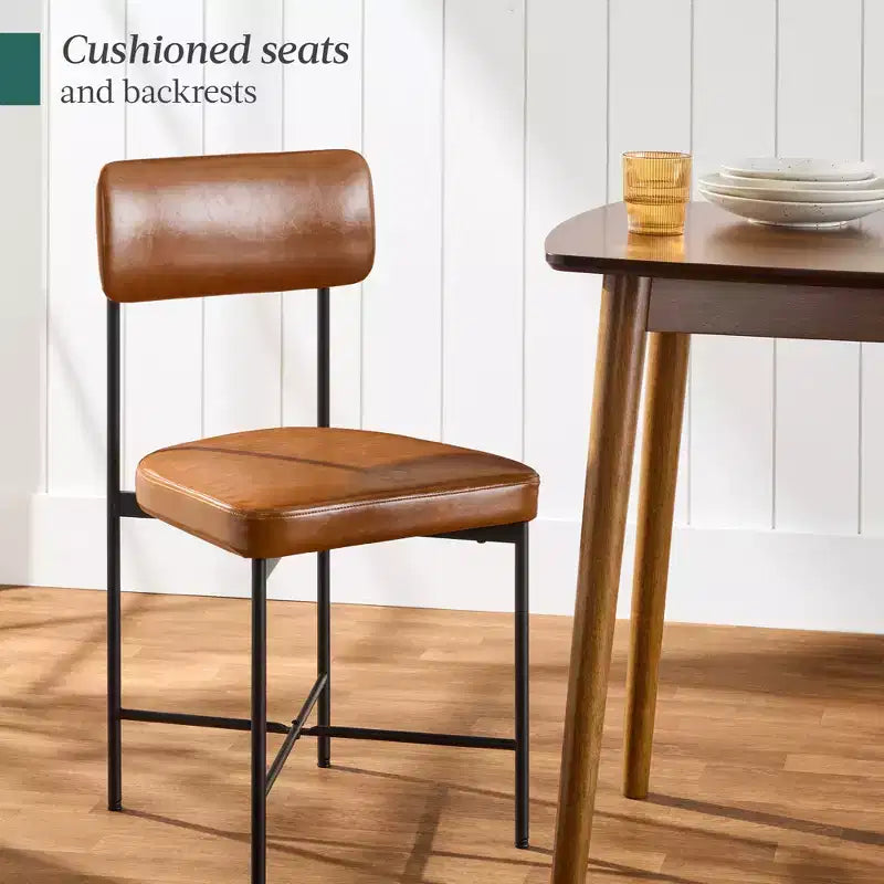 Best Choice Products Esszimmerstuhl-Set aus Kunstleder, 2 Stück, Standardhöhe mit Metallrahmen
